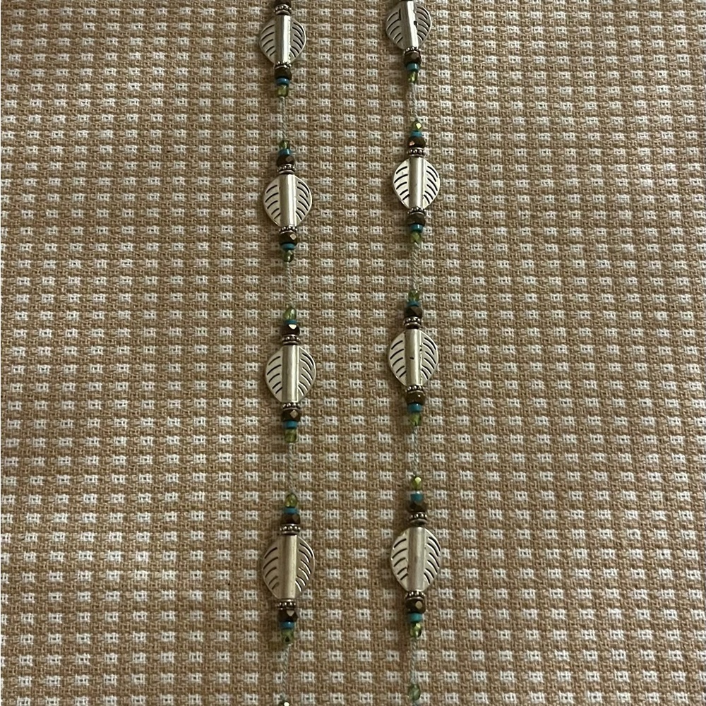 Elegant Silver and Green Beaded Necklace